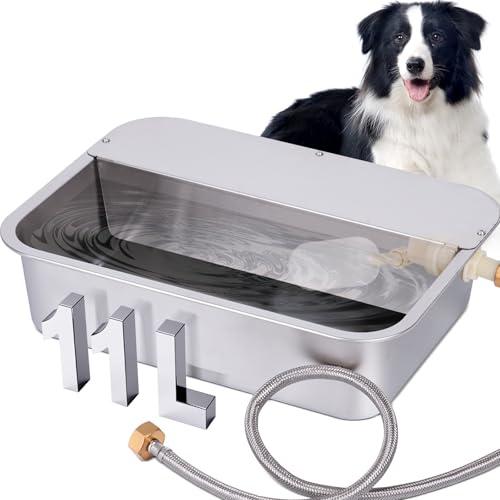 3Gal Automatic Outdoor Dog Water Dispenser for Large Breed Dogs Auto Self Filling Water Bowl Stainless Steel Dog Pet Waterer for Big Cat Chicken Goat Sheep Livestock (15.7 X 11.8)