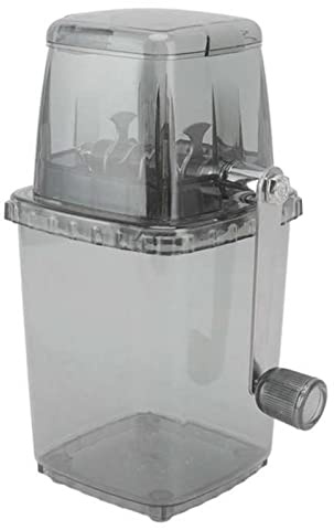 Tritaghiaccio da 1,25 litri, tritaghiaccio manuale portatile, tritaghiaccio con lame in acciaio inossidabile, tritaghiaccio per ghiaccio tritato domestico (Nero trasparente)
