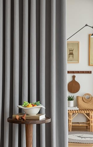 Bishilin Verdunklungsvorhänge Grau 107x183CM, Vorhänge Blickdicht mit Ösen 2 Set Modern Einfarbig Gardinen Verdunkelnd Wohnzimmer Jugendzimmer Schlafzimmer