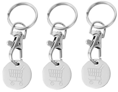 Adunsiaoto 3 Pièces Jeton Chariot Supermarché, Jetons Panier D'achat, Cool Pendentif Clé voiture, Porte-Clés Chariot Supermarché Coche Jeton Chariots Voiture, Métalpour Chariot Courses Porte-Clés