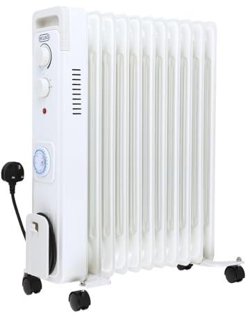 ECOSO 2500W White UK Plug Oil Filled Electric Radiator 620 x 240mm