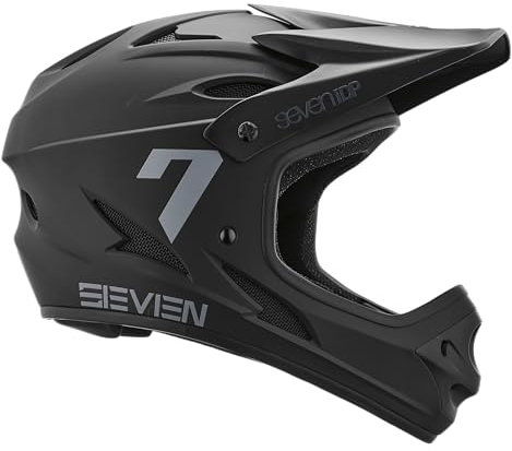 7 iDP M1 MTB Mountain Bike Full Face Lightweight Vented Bicycle Helmet (Matte Black, Youth Medium)