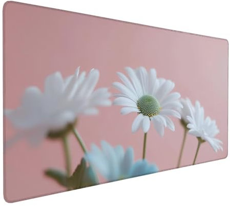 Weiß Mauspad 800 x 400 x 3 mm,XXL Gaming Mauspad Rosa,Verlängertes Groß Mauspad Schreibtischauflage,Wasserdicht Mauspad,Genähte Kanten Mauspad,rutschfeste Gummibasis,Mauspad Gamer,Geschenk Y-505