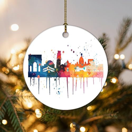 Italien Pisa Bunte Skyline Weihnachtsbaum Hängende Ornament Pisa Stadtbild Weihnachtsdekoration für Baum Keramik Ornamente Geschenk Weihnachtsstrumpf Füllung Geschenk