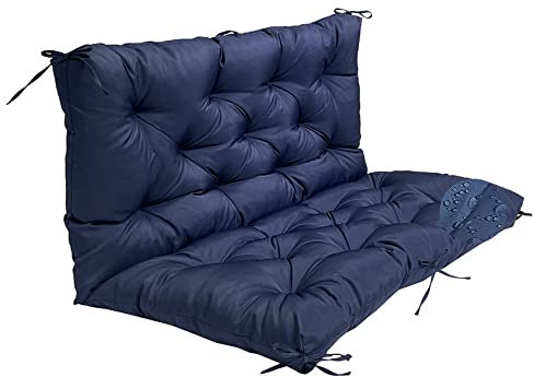 Outdoor-Bankkissen, wasserdicht, überfüllt, mit Bändern, Blau, 60 x 40 cm, dick, 12,7 cm, für 2- und 3-Sitzer-Schaukel, Veranda, Garten, Terrasse, Liege