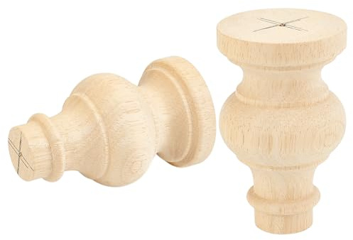 BENECREAT 2Pcs Unfinished Beech Wood Finials, 10x6cm Curtain Rod Finials, Craft Decorative Finials for Bed Post, Flagpole Topper, Rocking Chair