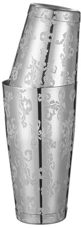 CQJJXKYC Cocteleras Coctelera Boston de 2 Piezas con Juego de Lata de coctelera de Barra con patrón grabado-800ml y 500ml Juego de Cocktail Shaker(Leaf)