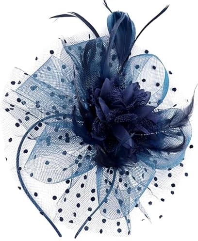 WPNCYK 1 PCS Blue Fascinator, Elegant Fascinators for Weddings, Fascinators for Women, Navy Blue Fascinator Hat, Perfect for Tea Parties, Races, and Formal Events