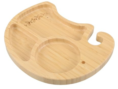 Supvox Unterteilter Saugnapfteller Aus Holz Kinderteller Mit Saugfuß Für Junge Mädchen Babygeschirr Mit Cartoon-design Und Geteiltem Tablett Für Kleinkinder