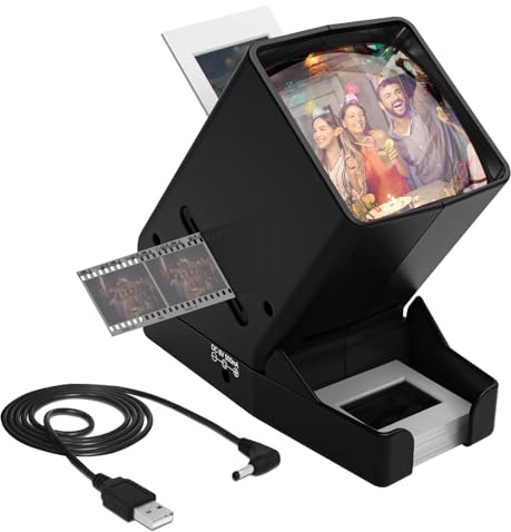 CAMEDAFLX SV-3 35 mm, ingrandimento 3x, illuminazione a LED per diapositive da 35 mm e film negativi, filmati, visualizzatore di diapositive USB o batteria (con cavo USB)