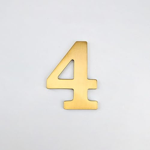 Numeri Civici Da 3 Pollici, Numero Di Porta Moderno In Metallo Ottone, 8 Cm, Lettere Dorate Per Indirizzo Di Cassetta Postale, Segno Decorativo Per Esterni, Per Camera D'hotel, Giardino(4)
