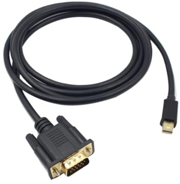 Didiseaon Adaptateur Mini Displayport vers Vga 1,8 m pour Ordinateur Portable Et Bureau, Câble Vidéo 1080p 1920x1200, Connecteurs Résistants à La Corrosion, Transfert D’Image Haute Résolution, Noir