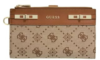 GUESS Geldbörse Melinda Logo SLG Double Zip Organizer Latte Logo Hellbraun