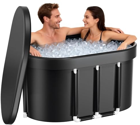 LN Cozy CORNE Ice Bath Tub for Cold Plunge Therapy - Large Rigid Tub with Insulated Lid, Heavy-Duty & Portable for Home Use 43x25x23 (111x63x58cm)