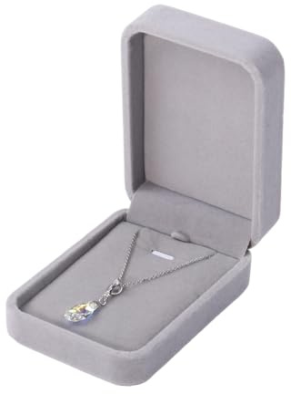 ZYOMVUN Caja de Regalo con Colgante de Collar de Terciopelo, pequeño y portátil, Caja de collar, Estuche de Joyería de Viaje Elegante, para anillos, aretes, collares, regalo (70 x 100 x 40 mm)