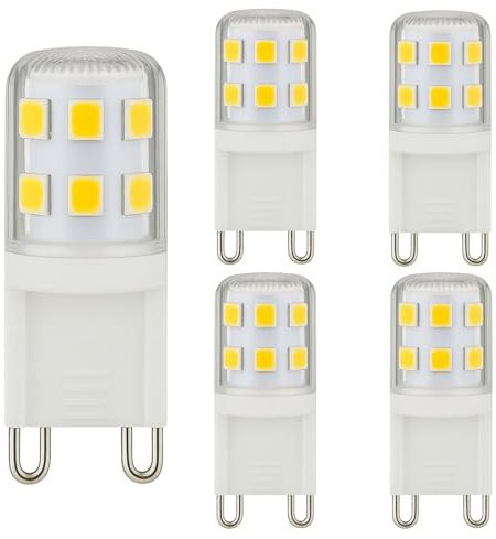 Ugvmn 2W G9 LED Leuchtmittel 320LM, Warmweiß 3000K GU9 LEDs Birne entspricht 28W 33W Halogenlampe,Kein Flackern G9 LED Glühbirne,Lampe G9 Enegiesparende, Nicht Dimmbar, 5er Pack