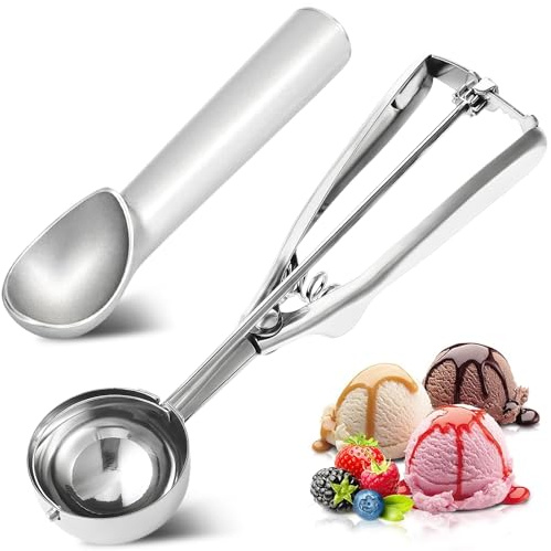 Eisportionierer Edelstahl 304 - Mit Bequemem Griff Und Leicht Zu LöSendem, EislöFfel Portionierer Poliert, Robust&Leicht FüR Eiscreme, KartoffelpüRee,Teig,Kuchen,SpüLmaschinenfest(Silber)