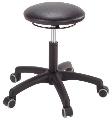 MeyChairSystems Arbeitshocker mit Gasfederhöhenverstellung, mit Rollen, Sitzfläche mit Kunstleder schwarz, Sitzhöhe: 470-600 mm