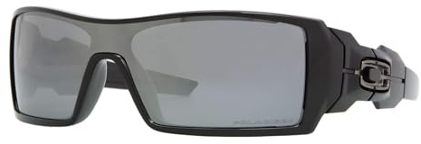 Oakley mens OO9081 Oil Rig Rectangular Sunglasses, Polished Black/Black Iridium Polarized, 28 mm