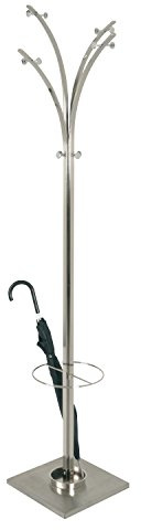 HAKU Garderobenständer edelstahloptik, Metall Jackenständer - Maße: B 45 x H 187 x T 45 cm, Style: Modern