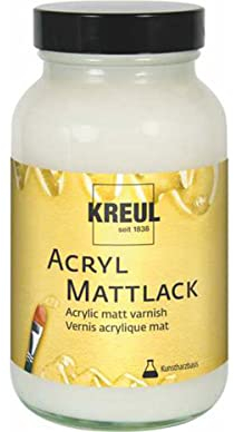 Kreul 79410 - Barniz acrílico Mate a Base de Resina sintética, 250 ml, Vidrio, Transparente Mate, Barniz Protector y de Recubrimiento para Pinturas secas, Apto para Interiores y Exteriores