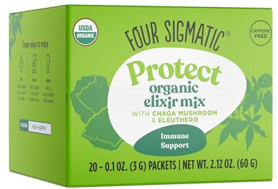Four Sigmatic chaga champignon elixir, champignon chaga organique poudre avec églantier et à la menthe, soutien immunitaire et bien-être général, 20 chefs d'accusation de 0,1 oz (3 g)