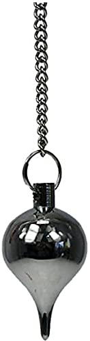 Ilhorin Pendule de radiesthésie - Petite Goutte métal chromé et Pochette suédine