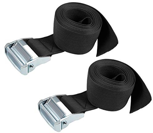 sourcing map Eine Packung von 2 Nockenschnalle Festbindend 500Kg Schwarz | Zahnriemen, Polypropylen, Für Umzugsfracht, 3 Meterx50mm