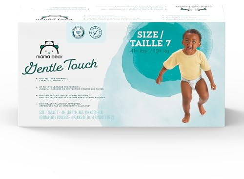 Amazon Brand - Mama Bear Gentle Touch Diapers, Size 7, 80 Count (4 packs of 20)