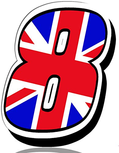 Biomar Labs® 1 x Vinyl Decal UK Flag Sticker Union Jack Great Britain England National Auto Moto Motocross Motosport Start Racing Number 8 Rally Race Car Bike Motorcycle Tuning N 298