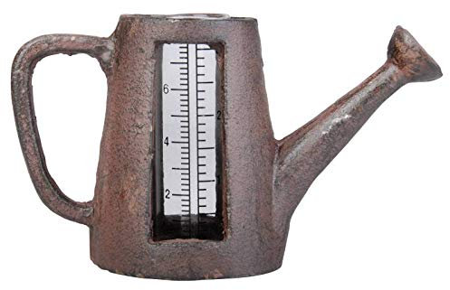 L'Héritier Du Temps Regenmesser zum Aufstellen, Form Gießkanne, aus Gusseisen, Braun, 7 x 12 x 16 cm