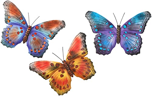 Kobolo Wand-Deko Schmetterling XXL - 3er Set - innen und außen - metall - 42x29 cm