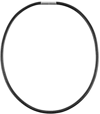 Auroris Echtleder Kette schwarz Dicke 4mm mit Tunnel-Drehverschluss aus Edelstahl Länge 50 cm
