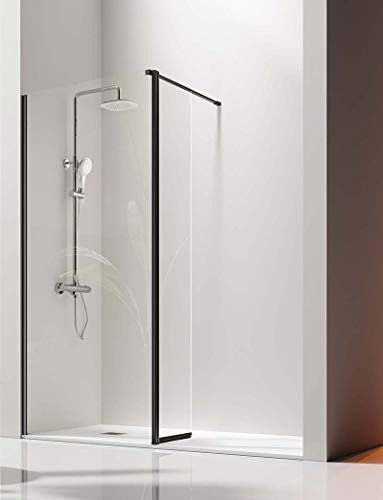 Mampara de Ducha Frontal- 1 Panel Fijo y 1 Puerta Abatible- Cristal de Seguridad de 6/8 mm - Modelo Giro Black [125 (85+40)]
