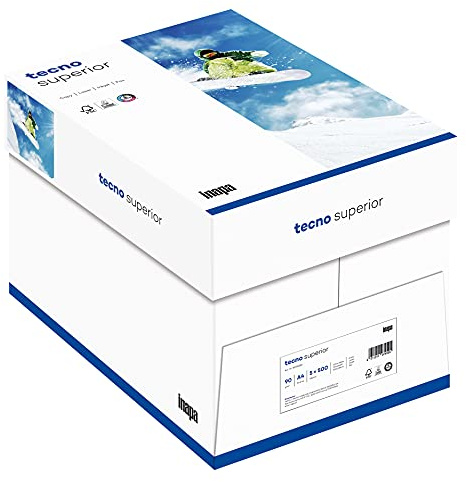 inapa Drucker-/ Kopierpapier tecno Superior: 90 g/m², A4, 2.500 Blatt (5x500), hochweiß