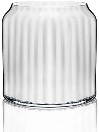 Wide Large Diameter Vase Mirage | Crystal Glass Decoration Vase with Optic Effect | 19cm