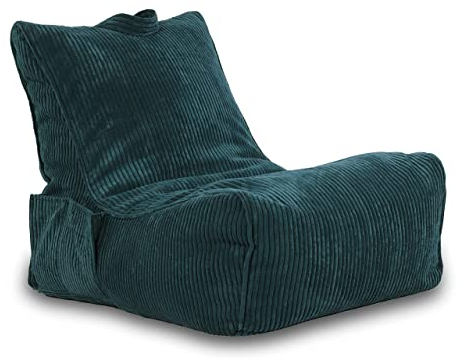 Ecopuf - Flavio puff - Velvet Chaise Longue - Varm puffstol med ficka och handtag - Inomhusfåtölj - Sittsäck med handtag - Material Corduroy - 80x60cm - Petroleum Sz9