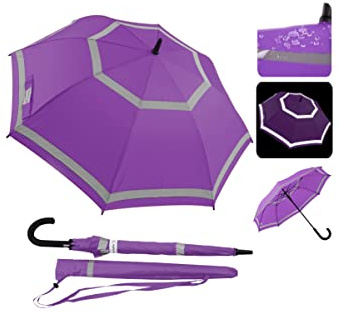 Quick Safety® Stockschirm Automatik-Regenschirm für Damen und Herren Sturmfest-360°Doppelt Reflektierend 105cm Ø Unisex-Design. Iris Lilia