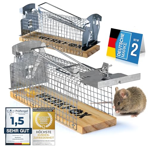 Werkfox® Mausefalle Tierfreundliche Lebendfalle; Lebend-Mäusefalle für Drinnen & Draußen; Humane Wühl-Maus Fang-Methode Wiederverwendbar & Sicher (2 Stück)