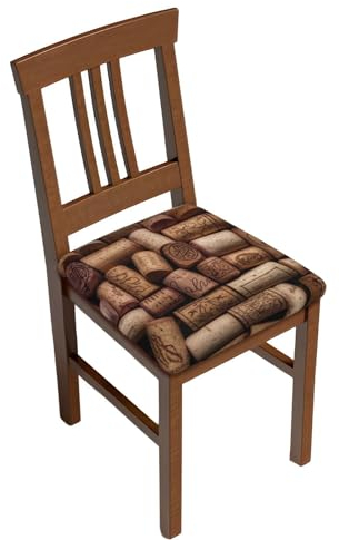 ULKMFFCF Stuhlbezug mit Weinkork-Druck, quadratisch, elastisch, Hocker, Sitzkissen, Schonbezug für Bar, Zuhause, Büro, Esszimmer, 4 Stück