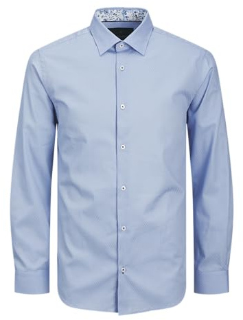 Jprblabarnes detalj Dobby L/S skjorta Sn, Chambray Blue, S