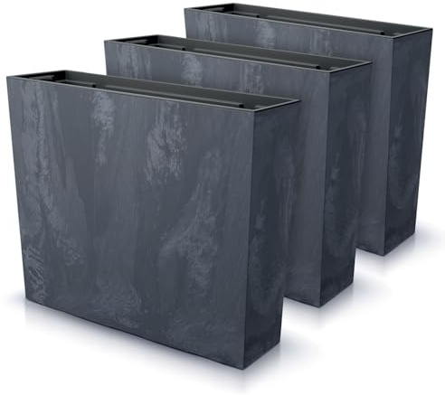 IMJ-Global - Macetas Decorativas Interior Exterior Efecto Concreto (58x18x 49,8 cm - 44 litros) Maceteros Jardineras Exterior Maceta Plastico, Macetero con un Diseño Moderno para Plantas