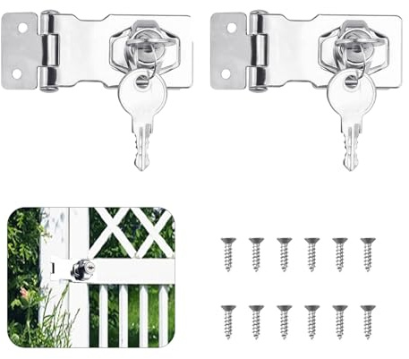 3 Inch Keyed Hasp Locks, 2 Pcs 90 Degree Twist Knob Metal Catch Latch Safety with Key, Clasp Buckle for Cupboard Doors Drawer Shed