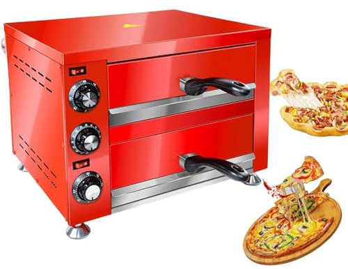 Four à pizza double commercial 2200W 12 pouces en acier inoxydable Pizza électrique de comptoir Pizza et four à snacks Four à pizza intérieur polyvalent pour le restaurant, la maison Pretzels
