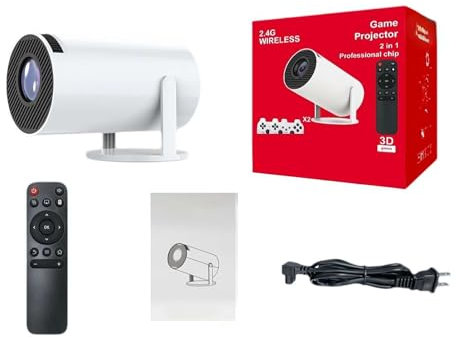 SHANGYU Smart 4K Projektor WiFi Bluetooth, 180 ° drehbarer Outdoor-Filmprojektor, Retro-Spielprojektor, Outdoor-Filmprojektor tragbar, mit TF-Karte mit vielen Retro-Spielen