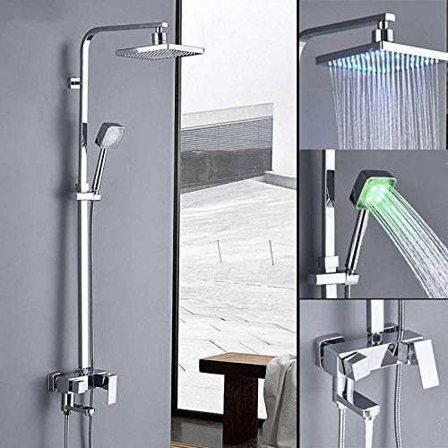 Shower Head Duschset, Chrom, 8 Zoll LED-Regenduschkopf, Duscharmatur mit Handbrause, Badewannenarmatur, Duschset, Badewanne, Kaltwassermischer, Badewannen-Duschsysteme Shower