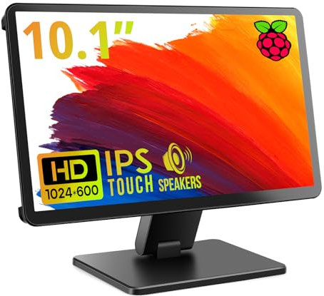 ROADOM Touch Screen with Case, 10.1’’ Raspberry Pi Screen, IPS FHD 1024×600,Responsive and Smooth Touch,Dual Built-in Speakers,HDMI Input,Compatible with Raspberry Pi 5/4/3/Zero