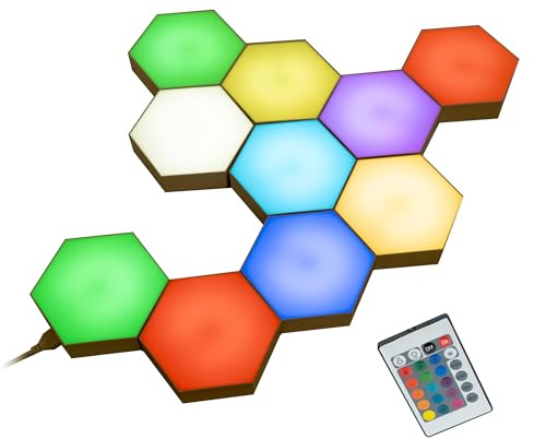 MagicMeadow Touch-Sensitive Hexagon Wall LED Lights for Bedroom | Set of 10 | Interactive & Modular | Autism-Friendly Sensory Development Lighting | Kids' Room Decor