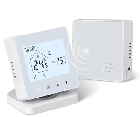 Termostato inalámbrico montado en la pared con control remoto para sistemas de calefacción de gas, para calefacción eléctrica por suelo radiante,Termostato inteligente inalámbrico para calefacción de