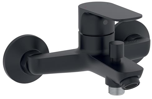 Jacob Delafon Mitigeur Bain-Douche Mural Mécanique Oscar, Noir mat | Cartouche céramique. Poignées métal. Débit 12L/min douche 20L/min bain